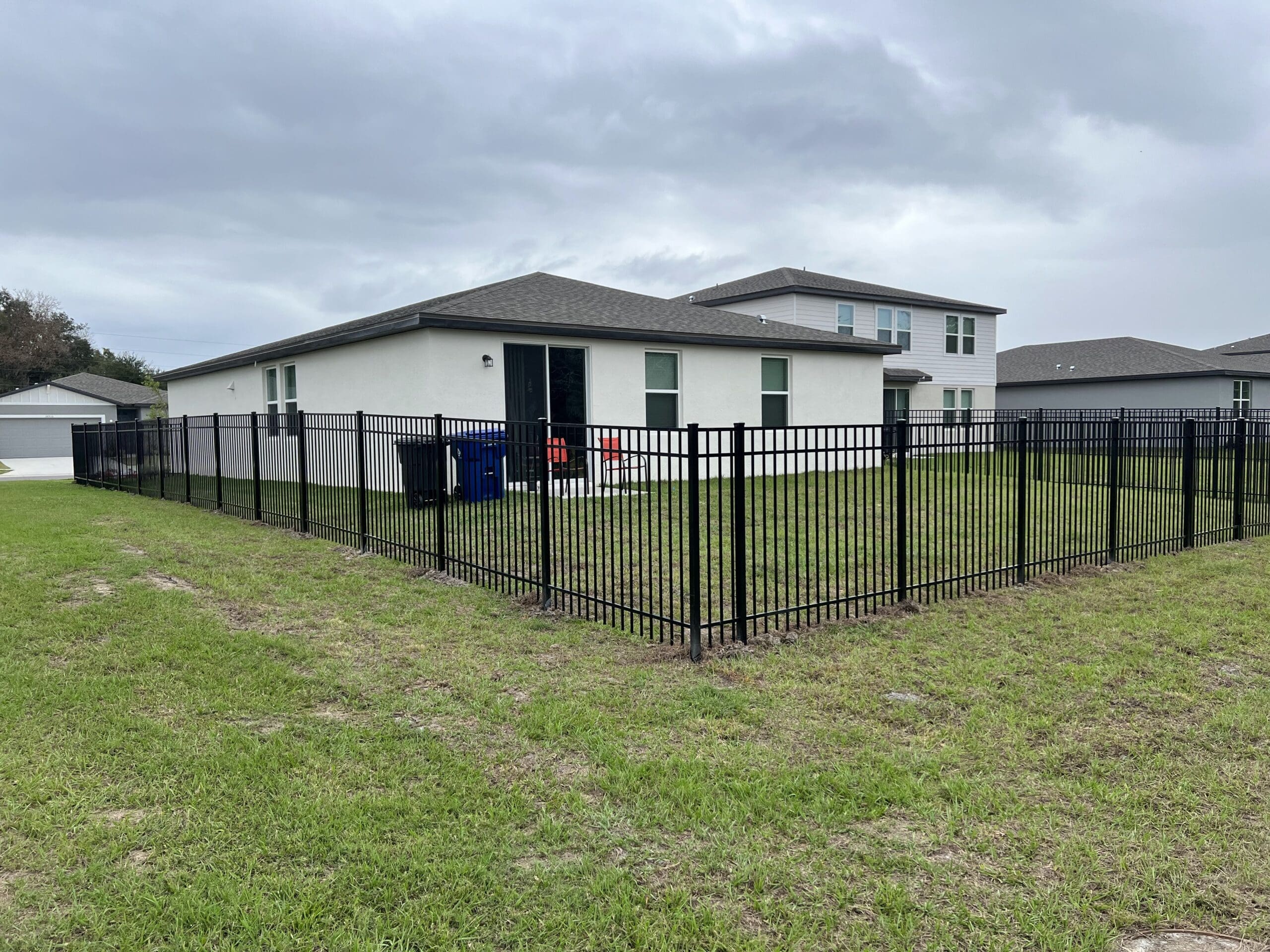 black aluminum fence